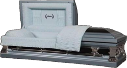 Light Blue/Black with Blue Crepe Fabric - Father - Made in USA - Pittsburg, TX 777 Caskets, Triple 7 Caskets Best Prices