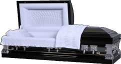 Black and Silver Gold Lining with White Velvet Interior - Caskets Cheap USA - Pittsburg, TX - Triple 7 Caskets