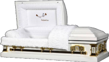 White and Gold with White Interior (In God's Care) Casket - Pittsburg, TX - 777 Caskets, Triple 7 Caskets