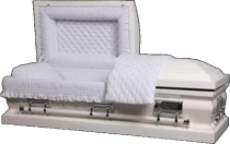 White with White Velvet Fabric Interior - Affordable Caskets Texas - 777 Caskets USA