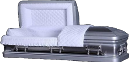 Silver Shaded Gray with White Velvet Coffin - triple7coffins, 777coffins USA